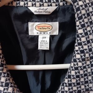 Talbots Black and Cream Houndstooth Blazer